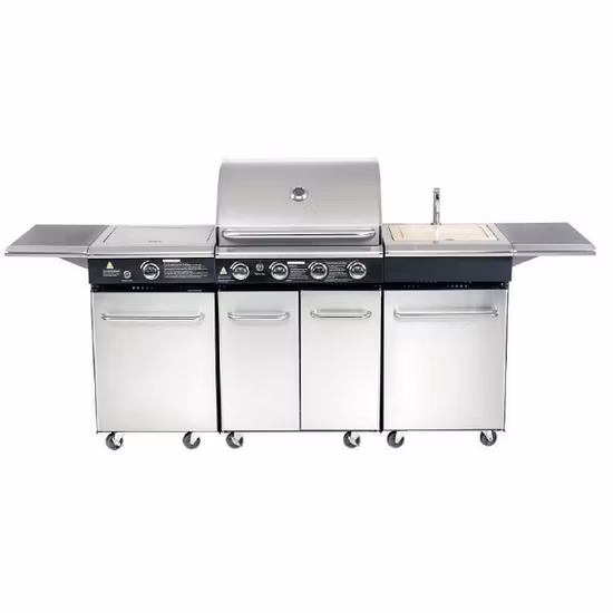 Barbecue à gaz à brûleur unique avec étagère latérale pliante et chariot pliant Barbecue à gaz portable avec ce LFGB