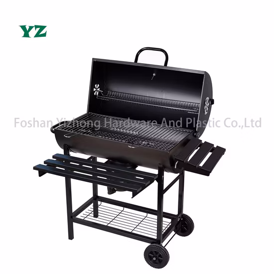 Table en bois extérieur arrière-cour Portable cuisson Barbecue charbon de bois baril BBQ Grill